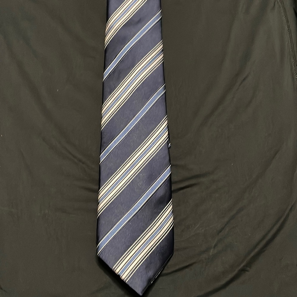 Cavallieri Mens Dress‎ Neck tie blue white like new condition silk